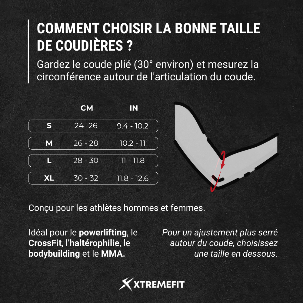 Guide des tailles Coudiere musculation