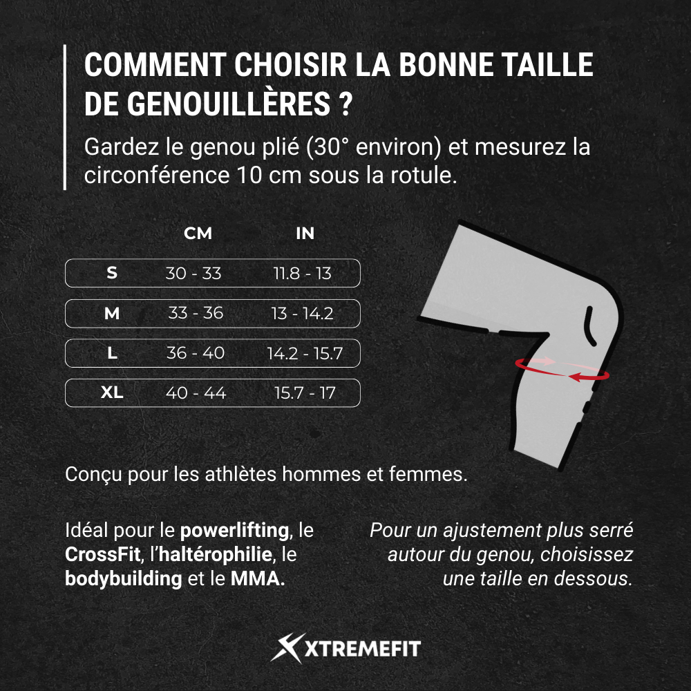 Guide des tailles genouillère musculation